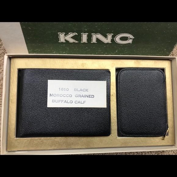 Vintage 60’s  black wallet and zippered key case - Picture 1 of 6